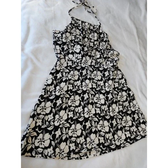 Faithfull the Brand Gaia Behati Floral Mini Dress Black White Lined Size 8/L NWT - Picture 9 of 15
